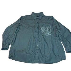 Winston Men’s Button Up Shirt, print pocket, grey, 2XL